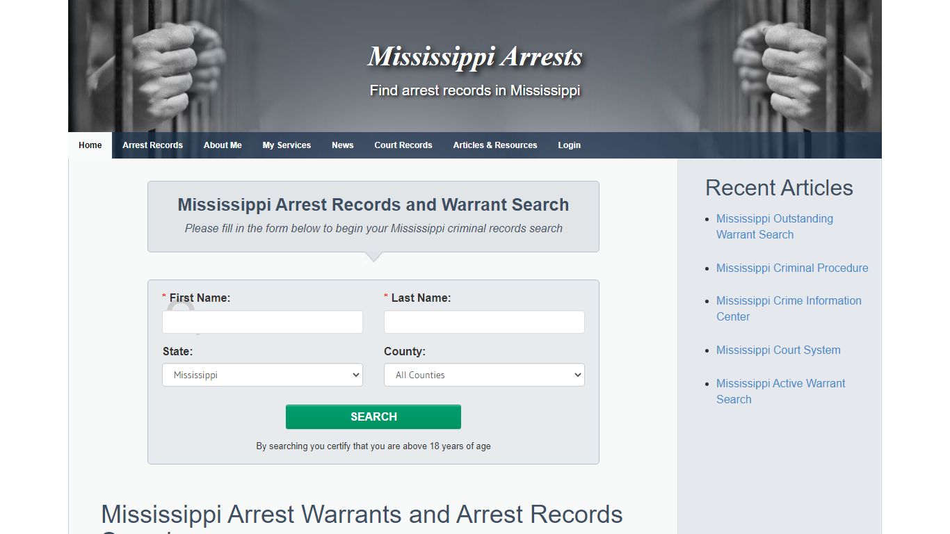 Mississippi Arrest Warrants and Arrest Records Search