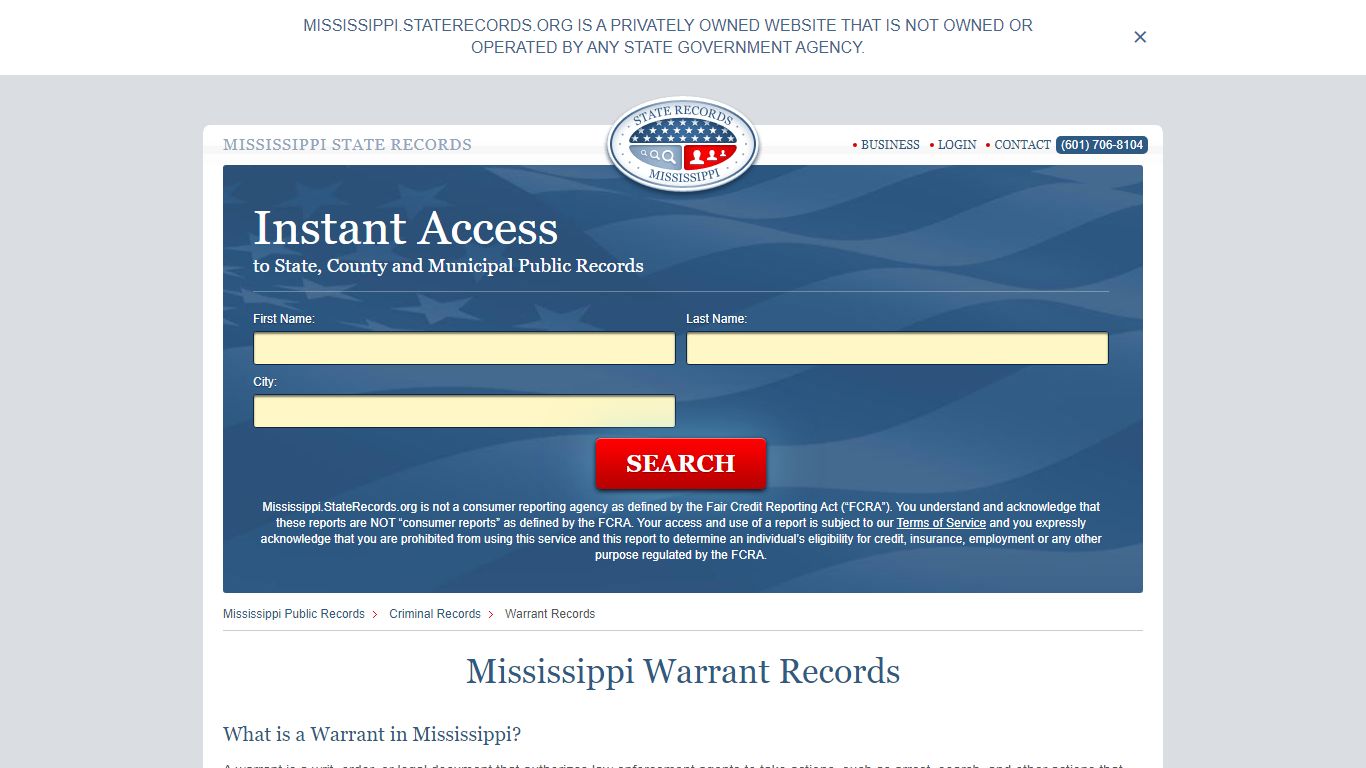 Mississippi Warrant Search | StateRecords.org