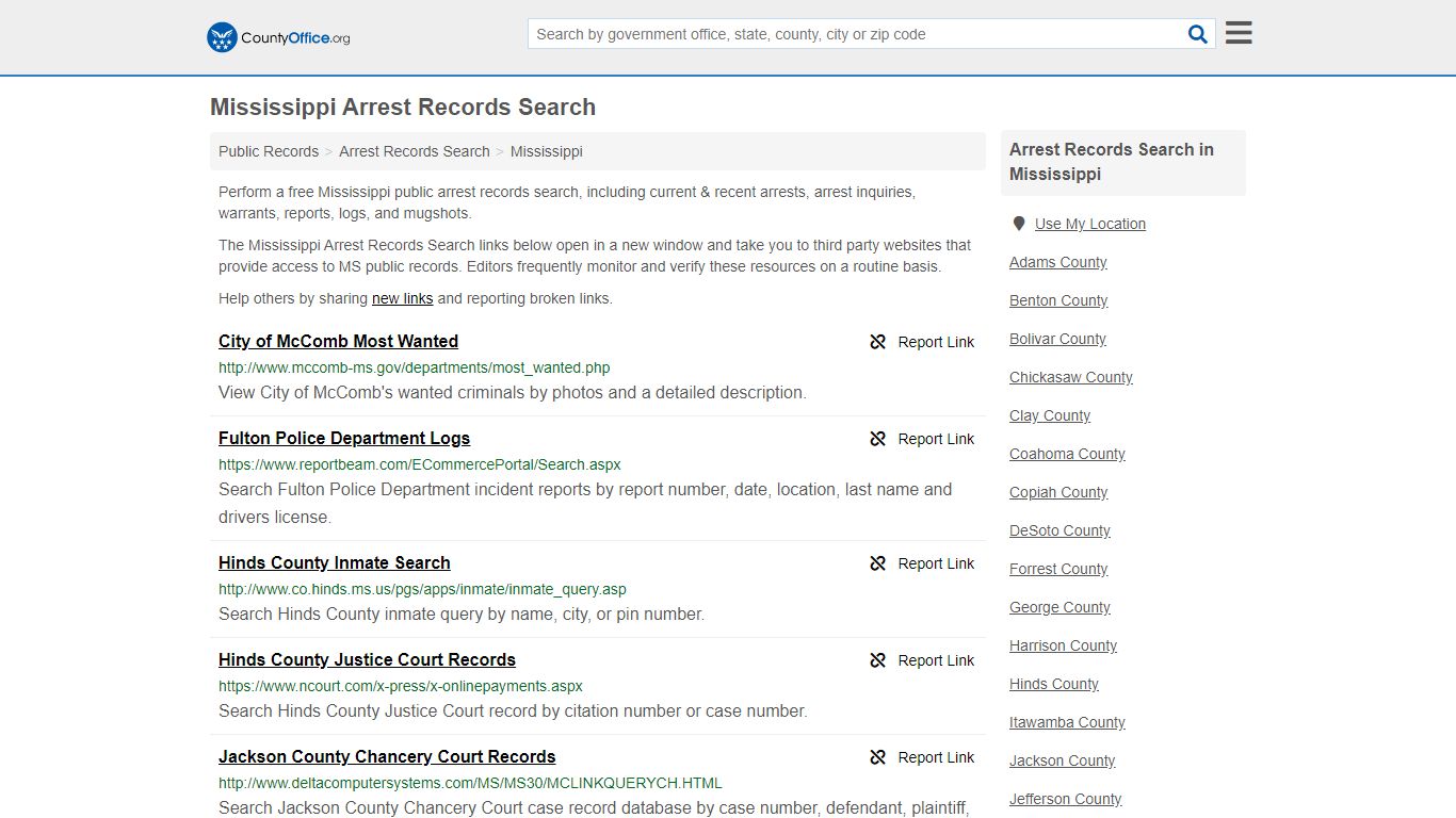 Arrest Records Search - Mississippi (Arrests & Mugshots)